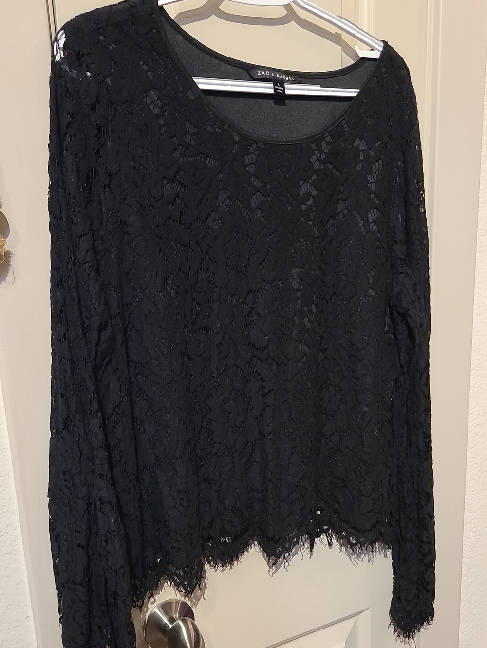 Zac & Rachel Black Floral Lace Long Sleeve Top